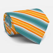 Oranje turquoise Stripes Stropdas (Opgerold)