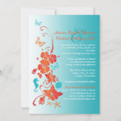 Oranje, Turquoise, Witte Bestemming Trouwdag Kaart (Achterkant)