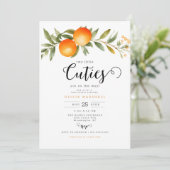 Oranje twee kleine cuties tweeling Baby shower Kaart (Staand voorkant)