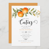 Oranje twee kleine cuties tweeling Baby shower Kaart (Voorkant / Achterkant)