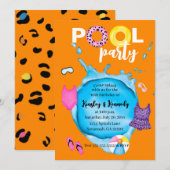 Oranje Twins Zwembad Party Verjaardag Splash Leopa Kaart (Voorkant / Achterkant)