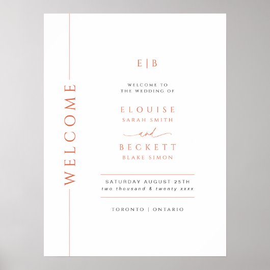 Oranje typografie bruiloft welkom Poster (Voorkant)