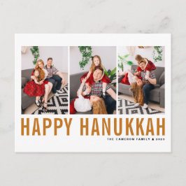 Oranje Typografie Foto Collage Happy Hanukkah Feestdagenkaart