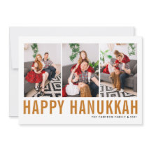 Oranje Typografie Foto Collage Happy Hanukkah
