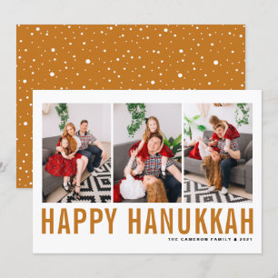 Oranje Typografie Foto Collage Happy Hanukkah Feestdagenkaart