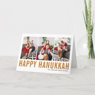 Oranje Typografie Happy Hanukkah-fotocollage Feestdagen Kaart