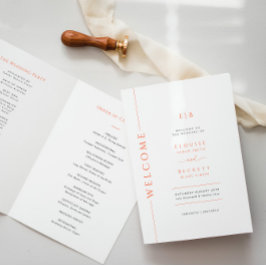 Oranje typografie Wedding Folded Program Programma