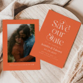 Oranje Typografie Wedding Save The Date