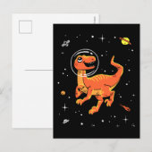 Oranje Tyrannosaurus dinos in de ruimte Briefkaart (Voorkant / Achterkant)