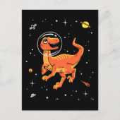 Oranje Tyrannosaurus dinos in de ruimte Briefkaart (Voorkant)