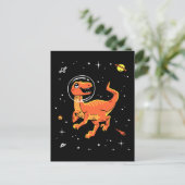 Oranje Tyrannosaurus dinos in de ruimte Briefkaart (Staand voorkant)