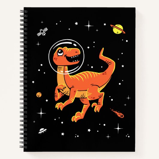 Oranje Tyrannosaurus dinos in de ruimte Notitieboek (Voorkant)