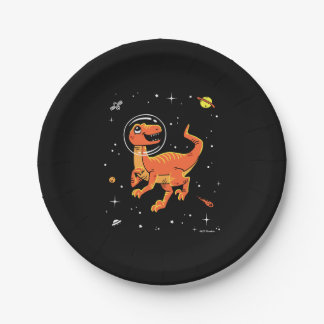 Oranje Tyrannosaurus dinos in de ruimte Papieren Bordje