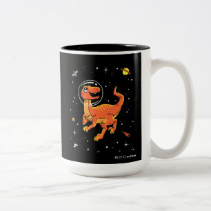 Oranje Tyrannosaurus dinos in de ruimte Tweekleurige Koffiemok