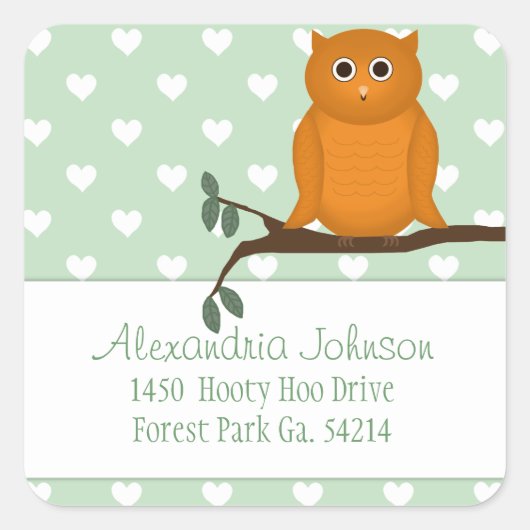 Oranje uil: Adres Stickers (Voorkant)