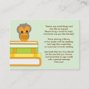 Oranje Uil Baby shower Boek Invoegen Verzoek Kaart