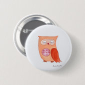 Oranje uil ronde button 5,7 cm (Voorkant /achterkant)
