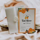 Oranje uitnodiging tot Baby shower van Citrus