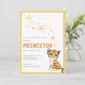  Oranje uitnodiging tot geboorte Tiger (Staand voorkant)