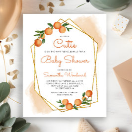 Oranje uitnodiging tot het Baby shower Little Cuti