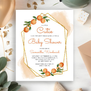 Oranje uitnodiging tot het Baby shower Little Cuti