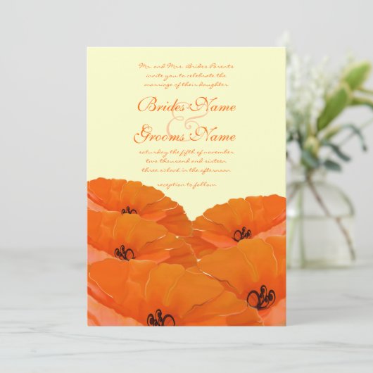 Oranje uitnodiging tot het huwelijk (Staand voorkant)