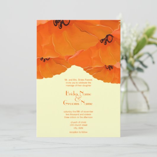 Oranje uitnodiging tot het huwelijk (Staand voorkant)