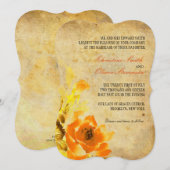 Oranje uitnodiging tot het huwelijk van Floral (Voorkant / Achterkant)