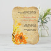  Oranje uitnodiging tot het huwelijk van Floral (Staand voorkant)