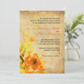  Oranje uitnodiging tot het huwelijk van Floral (Staand voorkant)