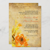  Oranje uitnodiging tot het huwelijk van Floral (Voorkant / Achterkant)