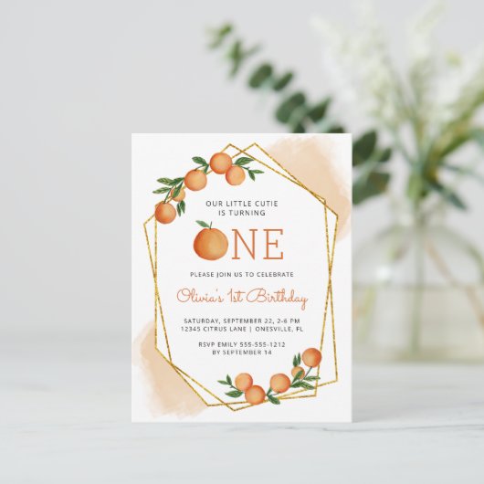 Oranje uitnodiging tot het indienen van kleine Cut (Staand voorkant)