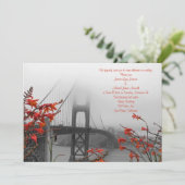 Oranje uitnodiging tot weddenschap met Golden Gate (Staand voorkant)