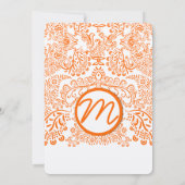 Oranje uitnodiging tot weduwschap over vogels (Achterkant)