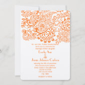 Oranje uitnodiging tot weduwschap over vogels (Voorkant)