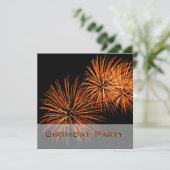 Oranje uitnodiging van de Birthday Party van het V (Staand voorkant)