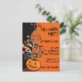 Oranje uitnodiging van de Black Pumpkin Halloween  (Staand voorkant)