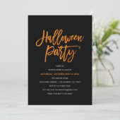 Oranje Uitnodiging van Halloween-partij voor scrip (Staand voorkant)