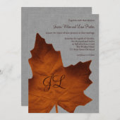 Oranje uitnodiging van Linen Monogrammed Wedding (Voorkant / Achterkant)