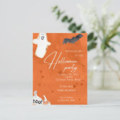 Oranje uitnodiging van Pumpkin & Ghost Halloween P (Staand voorkant)