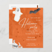 Oranje uitnodiging van Pumpkin & Ghost Halloween P (Voorkant / Achterkant)