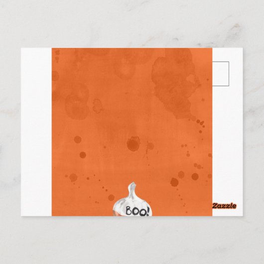 Oranje uitnodiging van Pumpkin & Ghost Halloween P (Achterkant)