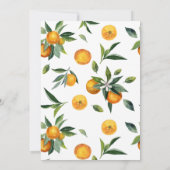 Oranje uitnodiging voor botanische citrusbruiloft (Achterkant)