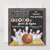 Oranje uitnodiging voor Bowling Party (Achterkant)