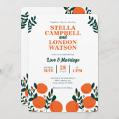 Oranje uitnodiging voor bruiloft (Voorkant / Achterkant)