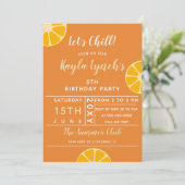Oranje uitnodiging voor de zomerpartij Citrus (Staand voorkant)