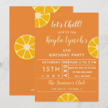 Oranje uitnodiging voor de zomerpartij Citrus