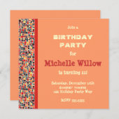 Oranje uitnodiging voor een Birthday-feest (Voorkant / Achterkant)