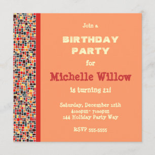 Oranje uitnodiging voor een Birthday-feest