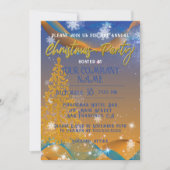 Oranje uitnodiging voor een blauwe kerstfeestdag (Voorkant)